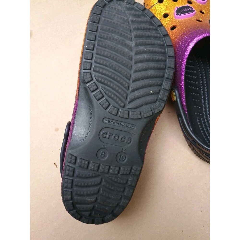 Disney Parks Halloween Hocus Pocus Crocs Sz US Mens 8 Women's 10 Purple Orange - Picture 4 of 6